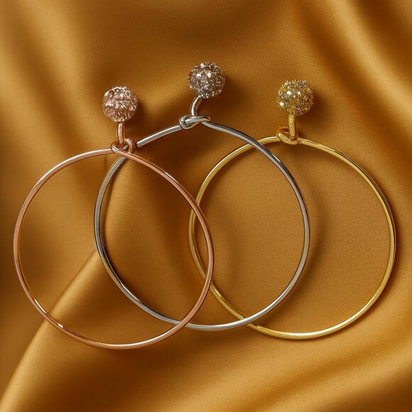 Elegant Gold, Silver & Rose Gold Bangle Set – Women’s Fashion Jewelry Bracelets - Picture 1 of 8